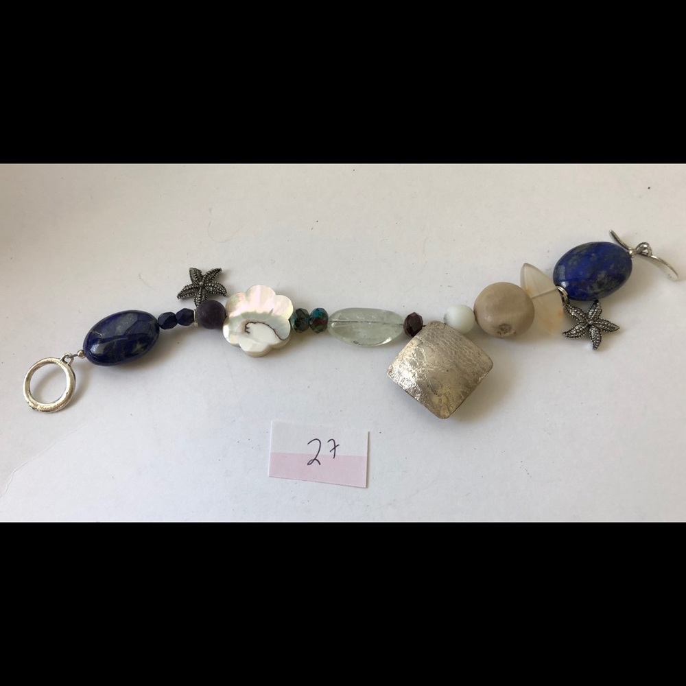 Polished Stone Mother Of Pearl Bracelet (#27)